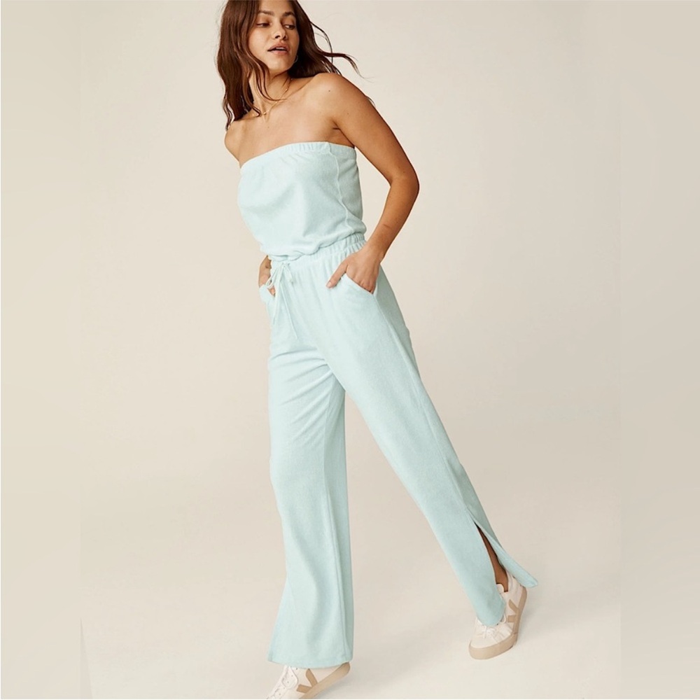 Beyond Yoga Light Blue Strapless Jumpsuit